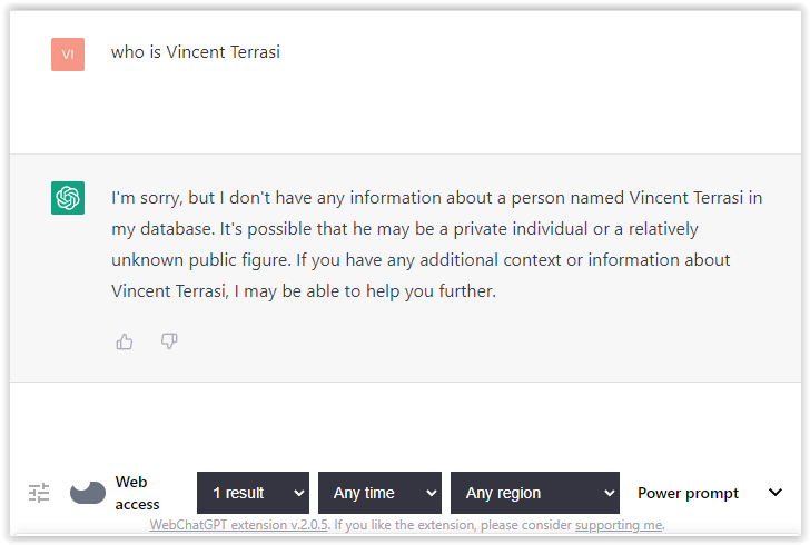 asking ChatGPT: Who is Vincent Terrasi