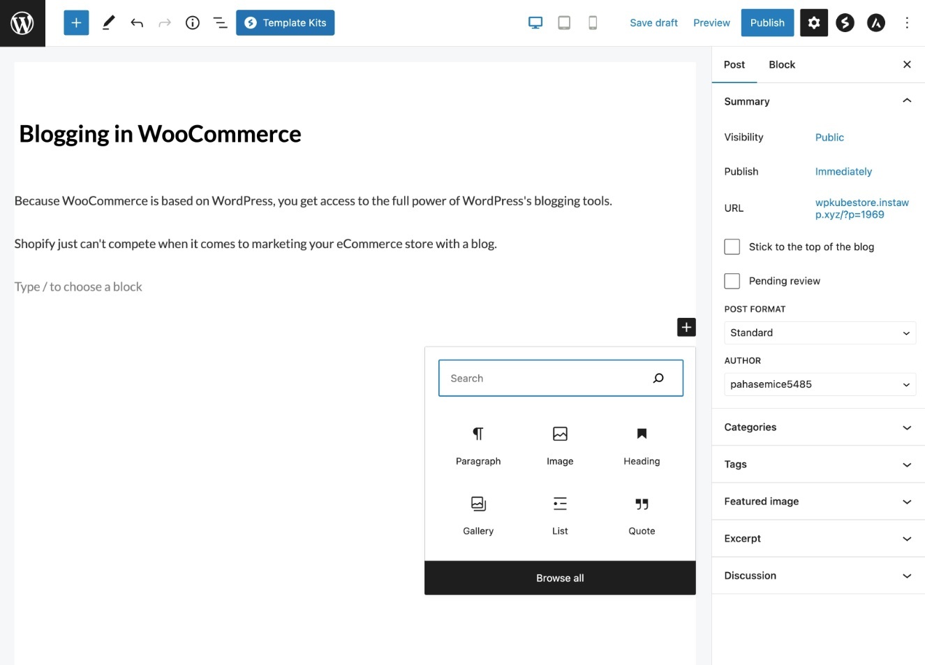 Funciones de blogs WooCommerce vs Shopify