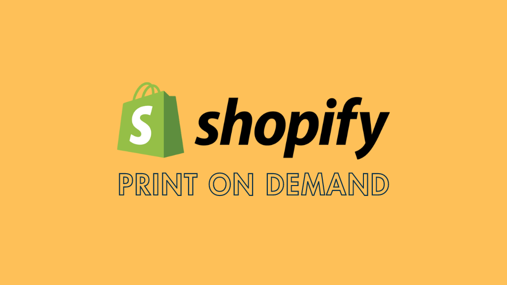 Shopify Print On Demand Graphics: logotipo de Shopify acompañado de una banda POD.