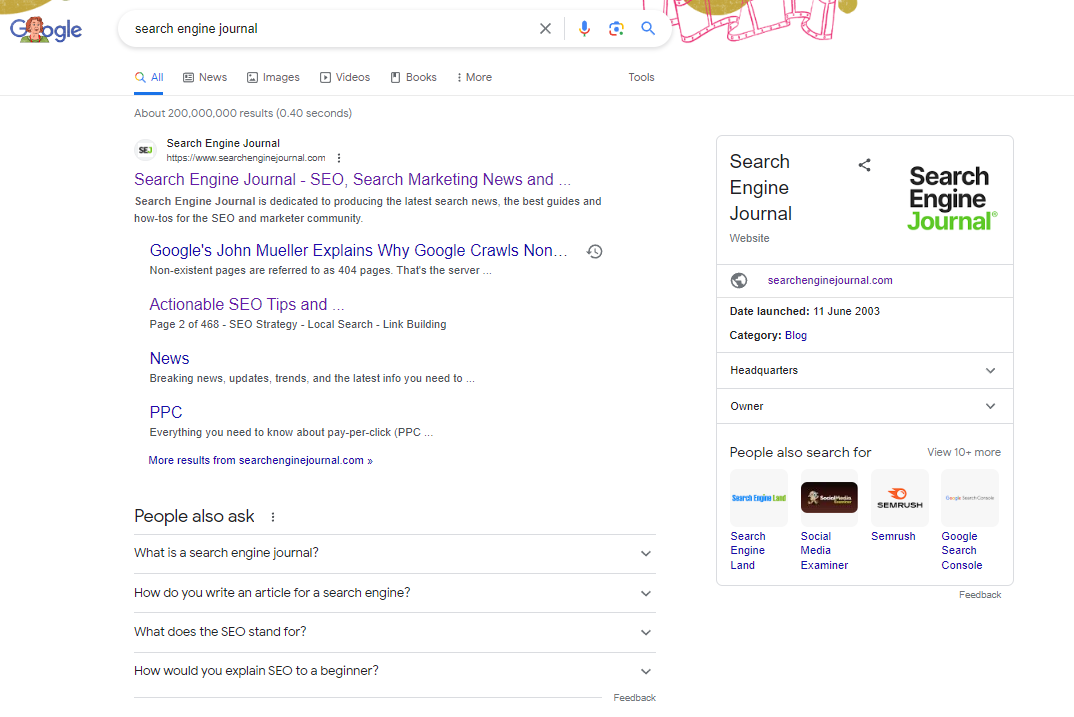 Registro del motor de búsqueda SERP de Google