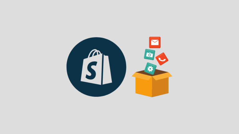 Las mejores aplicaciones de Shopify: imagen del logotipo de Shopify junto a algunos íconos de aplicaciones.