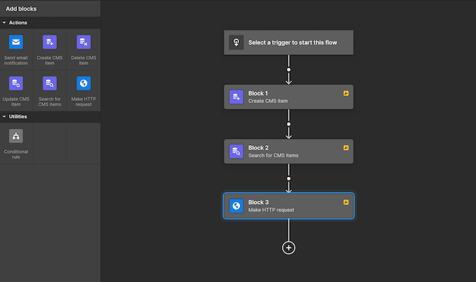 Automation workflow setup page