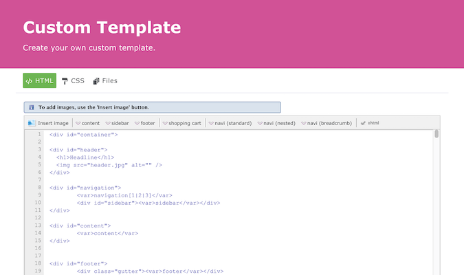 Create your own custom template page.