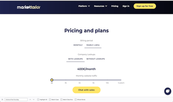 Pricing and plans page.