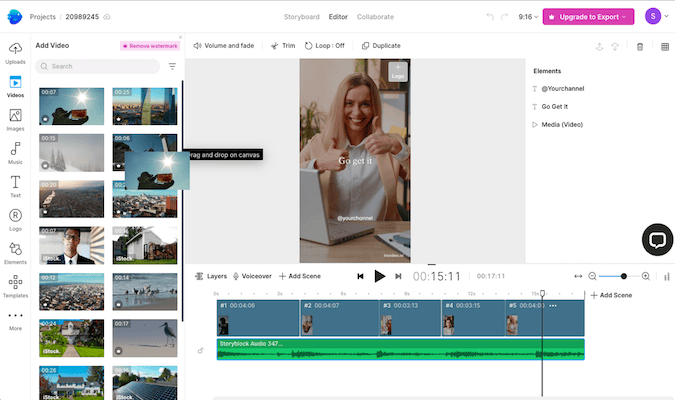 Video editor in InVideo interface. 