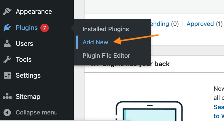 Adding a new plugin in WordPress.