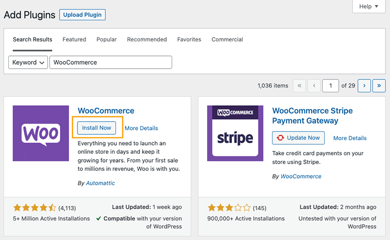 Installing the WooCommerce plugin