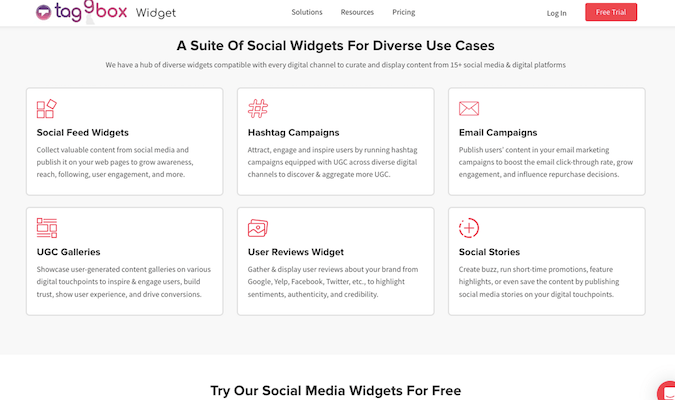 Examples of widgets for diverse use cases. 