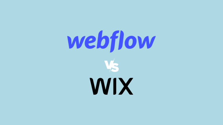 'Webflow vs Wix — Which is Better?' The WordPress and Wix logos on a light blue background.