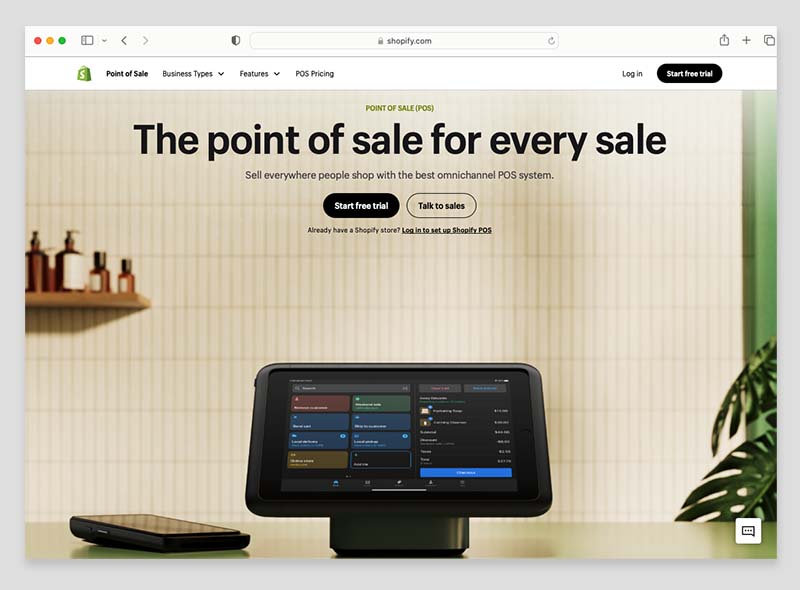 Shopify POS home page