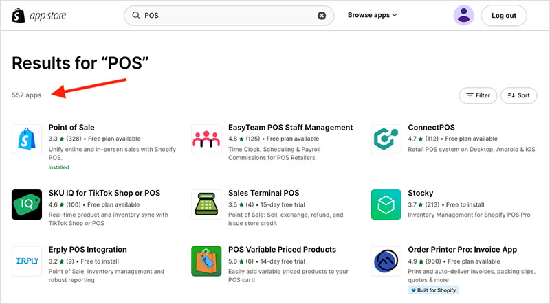 POS apps in the Shopify app store