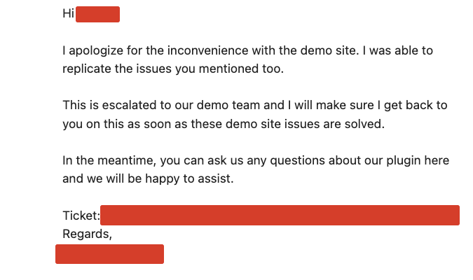 Email from Tyche Softwares support team. 