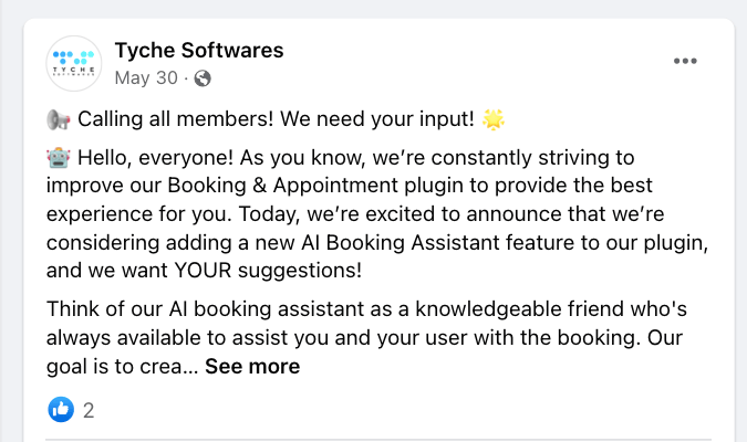 Tyche Softwares facebook post. 