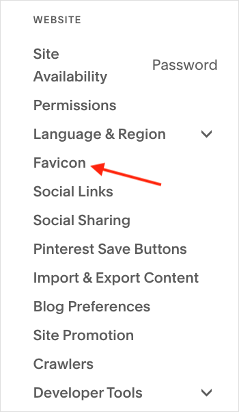 Accessing Favicon settings