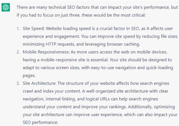 Technical SEO ChatGPT Example
