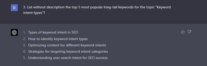 Keyword research prompt types of keywords